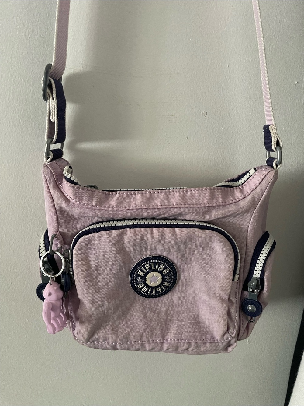 Kipling Light Lavender Crossbody Bag with Navy Trim - Gabbie Mini